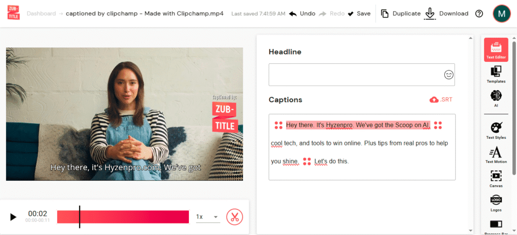zubtitle interface